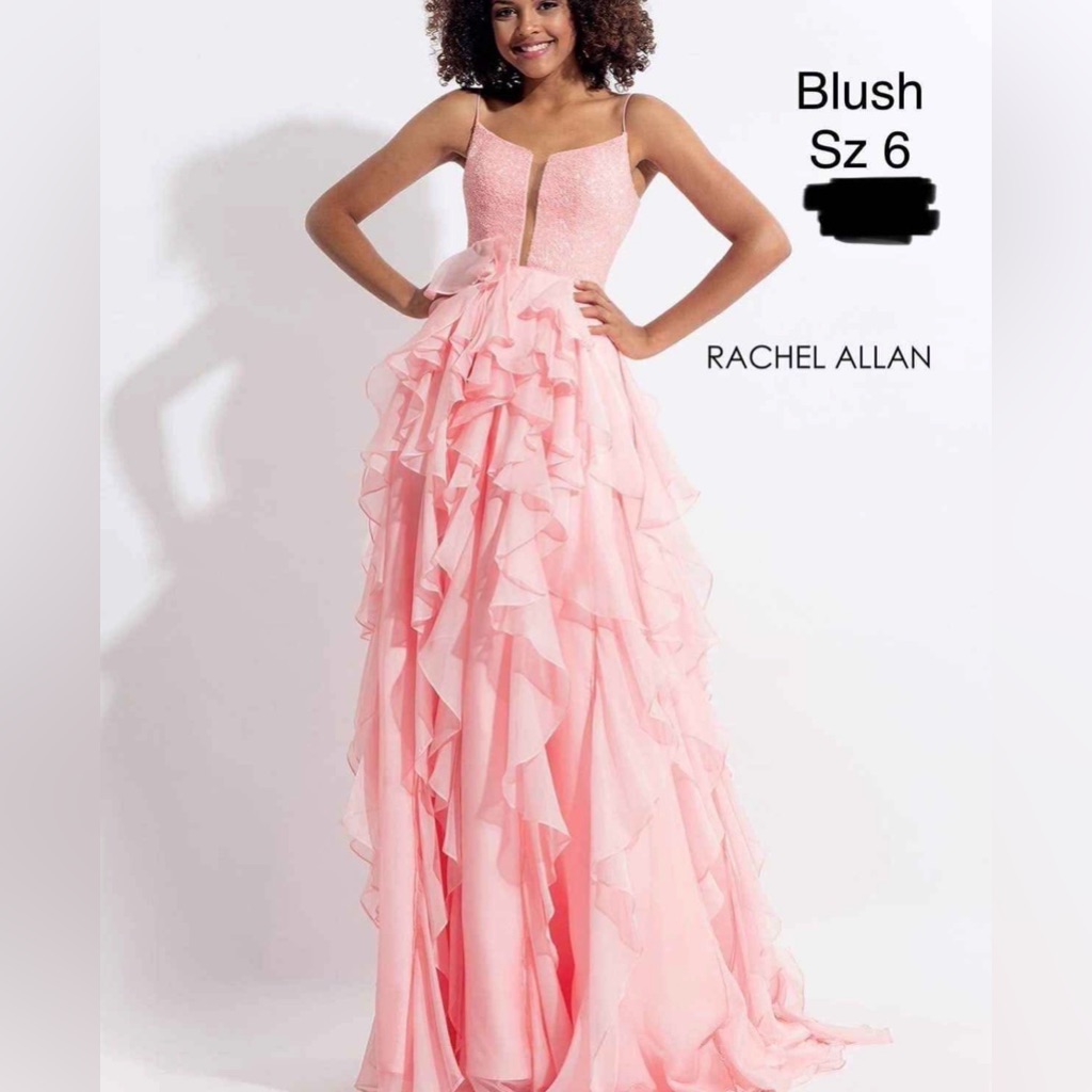 Nwt Rachel Allan Coral Embellished Ruffle Dress